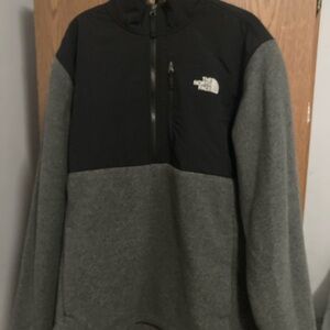 The North Face Men's Black and Gray Zip-Up Sweater